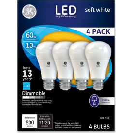 General Electric Co. 67615 Led Soft White A19 Dimmable Light Bulb, 10 W, 4/Pack image.