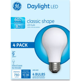 General Electric Co. 99192 Classic Led Daylight Non-Dim A19 Light Bulb, 8 W, 4/Pack image.