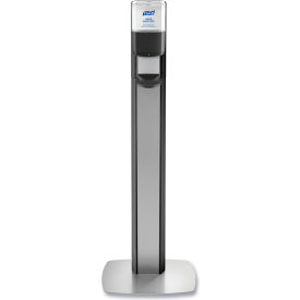 United Stationers Supply 7316-DS-SLV Purell® Messenger™ ES6 Floor Stand w/ Dispenser, 1200 mL Capacity, Graphite/Silver image.