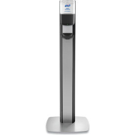 United Stationers Supply 7318-DS-SLV Purell® Messenger™ ES8 Floor Stand w/ Dispenser, 1200 mL Capacity, Silver/Graphite image.