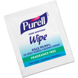 United Stationers Supply 9022-10 Purell® Sanitizing Hand Wipes, 5"L x 7"W, Unscented, White, Pack of 100 image.