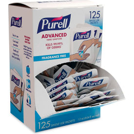 United Stationers Supply 9630-12-125CT-NS Purell® Single Use Advanced Gel Hand Sanitizer, Fragrance-Free, 1.2 ml Capacity, Pack of 125 image.