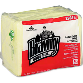 United Stationers Supply GEP29616 Brawny Industrial 1/4 Fold Dusting Cloths 17" x 24", Yellow 50 Wipes Pack 4/Case - GEP29616 image.