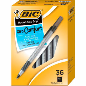 Bic Corporation GSMG361BK BIC® Round Stic Grip Xtra Comfort Ballpoint Pen, Black, 1.2mm, Medium, 36/Pack image.