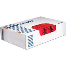 United Stationers Supply A4823PR Healthcare Biohazard Printed Can Liners, 10 Gal, 1.3 mil, 24" x 23", Red, 500 Bags/Case image.