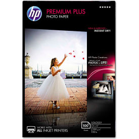 HP Premium Plus Photo Paper 4"" x 6"" Glossy White 100 Sheets/Pack