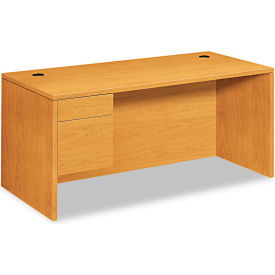 Hon Company HON10584LCC HON® Wood Desk with Left Pedestal - 66"W x 30"D x 29-1/2"H - Harvest - 10500 Series image.