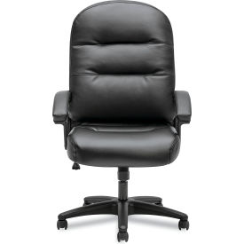 HON Pillow Soft High Back Swivel Executive Chair, 250 lb. Capacity, Leather, Black