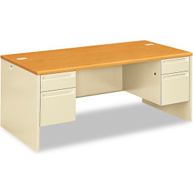 Hon Company HON38180CL HON® Double Pedestal Desk - 72"W x 36"D x 29-1/2"H - Harvest/Putty - 38000 Series image.