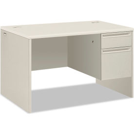 Hon Company HON38251B9Q HON® Right Single Pedestal Desk - 48"W x 30"D x 30"H - Silver Mesh/Light Gray - 38000 Series image.