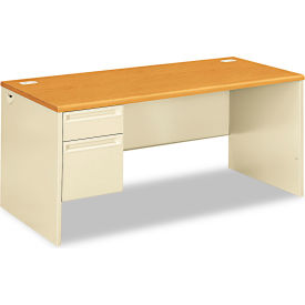 Hon Company HON38292LCL HON® Left Pedestal Desk - 66"W x 30"D x 29-1/2"H - Harvest/Putty - 38000 Series image.