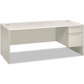 Hon Company HON38293RB9Q HON® Right Single Pedestal Desk - 72"W x 36"D x 30"H - Silver Mesh/Light Gray - 38000 Series image.