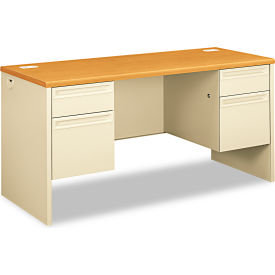 United Stationers Supply HON38852CL HON®38000 Series Kneespace Credenza, 60"W x 24"D x 29-1/2"H, Harvest image.