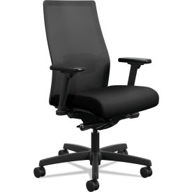 HON Ignition 2.0 4-Way Stretch Mid-Back Mesh Task Chair, 300 Lbs. Cap.,Black Seat, Black Frame