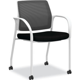 HON® Ignition Series Mesh Back Mobile Stacking Chair Fabric Seat 25x21.75x33.5 Black/White 