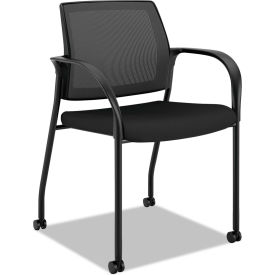 Hon Company HONIS107HIMCU10 HON® 4-Way Stretch Mobile Stacking Chair - Fabric - Black - Ignition 2.0 Series image.