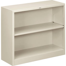 United Stationers Supply HS30ABC.Q HON® Metal Bookcase, Two-Shelf, 34-1/2"W x 12-5/8"D x 29"H, Light Gray image.