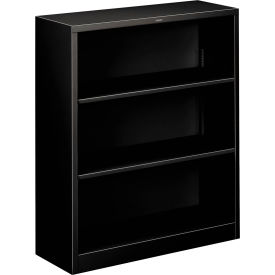 United Stationers Supply HS42ABC.P HON® Metal Bookcase, Three-Shelf, 34-1/2"W x 12-5/8"D x 41"H, Black image.