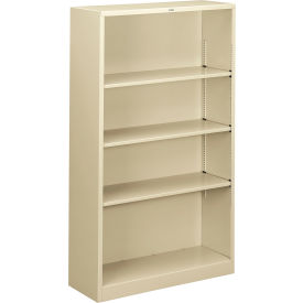 United Stationers Supply HS60ABC.L HON® Metal Bookcase, Four-Shelf, 34-1/2"W x 12-5/8"D x 59"H, Putty image.