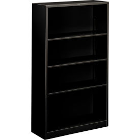 United Stationers Supply HS60ABC.P HON® Metal Bookcase, Four-Shelf, 34-1/2"W x 12-5/8"D x 59"H, Black image.