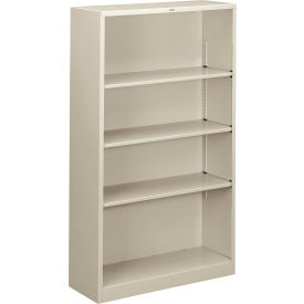 United Stationers Supply HS60ABC.Q HON® Metal Bookcase, Four-Shelf, 34-1/2"W x 12-5/8"D x 59"H, Light Gray image.