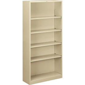 United Stationers Supply HS72ABC.L HON® Metal Bookcase, Five-Shelf, 34-1/2"W x 12-5/8"D x 71"H, Putty image.
