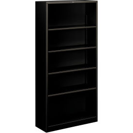 United Stationers Supply HS72ABC.P HON® Metal Bookcase, Five-Shelf, 34-1/2"W x 12-5/8"W x 71"H, Black image.