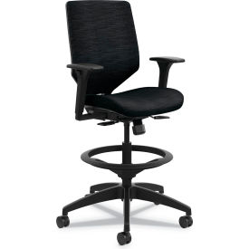 Hon Company HONSVSU1ACLC10T HON® Upholstered Back Task Stool with Tilt Control - Fabric - Ink Gray - Solve Series image.