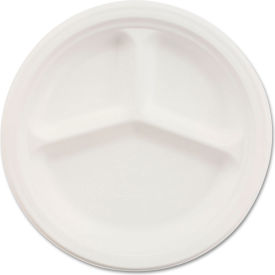 3-Compartment Paper Dinnerware Plates, 10-1/4" Dia., White, 500/Carton view 2