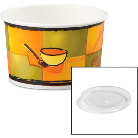 Streetside Food Container with Plastic Lid, 5" Dia. x 3-1/2"H, Yellow/Green, 250/Carton view 2