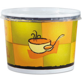 Streetside Squat Food Container with Lid, 12 oz Cap, 5" Dia x 4"H, Yellow/Green, 250/Case view 2