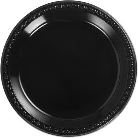 Heavyweight Plastic Plates, 10-1/4" Dia., Black, 125/Pack, 4 Packs/Carton view 2