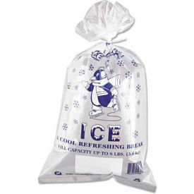 United Stationers Supply IBSIC1120 Inteplast Group Printed Ice Bags, 11"W x 20"L, 1.5 Mil, 8 Lb. Capacity, Clear, 1000/Pack image.