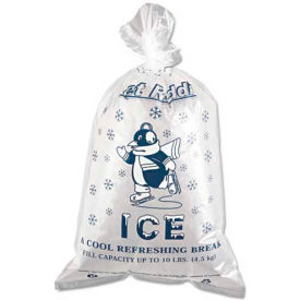 United Stationers Supply IBSIC1221 Inteplast Group Printed Ice Bags, 12"W x 21"L, 1.5 Mil, 10 Lb. Capacity, Clear, 1000/Pack image.