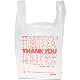 United Stationers Supply THW1VAL Printed "Thank You" Bags W/ Handles, 11-1/2"W x 21"L, 12.5 Micron, White, 900/Pack image.