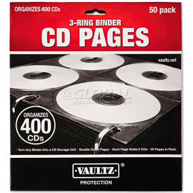 Ideastream Consumer Products VZ01415 Vaultz VZ01415 Two-Sided CD Refill Pages for Three-Ring Binder, 50/Pack image.