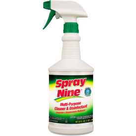United Stationers Supply ITW26832CT Spray Nine® Multi-Purpose Cleaner & Disinfectant, 32 oz. Bottle, 12 Bottles - 26832 image.