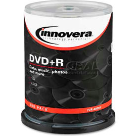 Innovera 46891 Innovera 46891 DVD+R Discs, 4.7GB, 16x, Spindle, Silver, 100/Pack image.