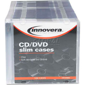 Innovera 85800 Innovera 85800 CD/DVD Polystyrene Thin Line Storage Case, Clear, 100/Pack image.