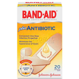 Johnson & Johnson 5570 BAND-AID 5570 Antibiotic Adhesive Bandages, Assorted Sizes, 20/Box image.
