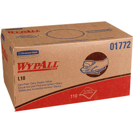 WypAll L10 Sani-Prep Dairy Towels, 10-1/2 x 10-1/4, White, 110/Pack, 18 Packs/Carton - KCC 01772