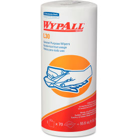 United Stationers Supply 5843 WypAll® L30 Towels, 11" x 10.4" Wipe, White, 70 Wipes/Roll image.