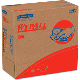 United Stationers Supply 5930 WypAll® X80 Cloths with HYDROKNIT, 9.1" x 16.8", Red, Pop-Up Box, 80/Box, 5 Box/Case image.