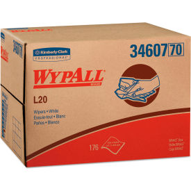 United Stationers Supply 34607 WypAll® L20 Towels, Brag Box, 12-1/2" x 16-4/5", Multi-Ply, White, 176/Box image.