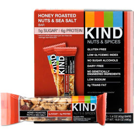 KIND LLC 19990 KIND® Nuts and Spices Bar, Honey Roasted Nuts/Sea Salt, 1.4 oz. Bar, 12/Box image.