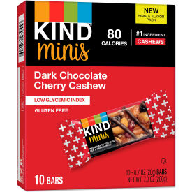United Stationers Supply 27962 Kind® Minis, Dark Chocolate Cherry Cashew, 0.7 oz, Pack of 10 image.