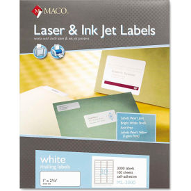Maco Tag & Label ML3000 Maco® White All-Purpose Labels, 1 x 2-5/8, 3000/Box image.