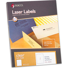 Maco Tag & Label ML4005 Maco® Matte Clear Laser Labels, 8-1/2 x 11, 50/Box image.