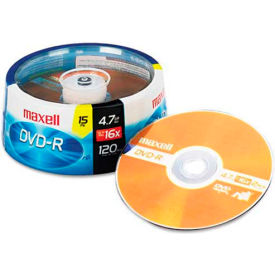 Maxell Corp. Of America 638006 Maxell 638006 DVD-R Discs, 4.7GB, 16x, Spindle, Gold, 15/Pack image.