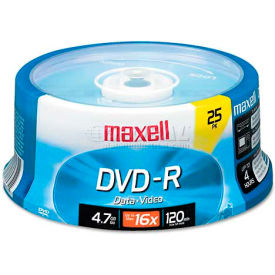 Maxell Corp. Of America 638010 Maxell 638010 DVD-R Discs, 4.7GB, 16x, Spindle, Gold, 25/Pack image.